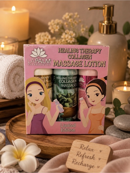La Palm Other - La Palm Healing Therapy Collagen Massage Lotion Set 3 Pc Spa Gift Kit New